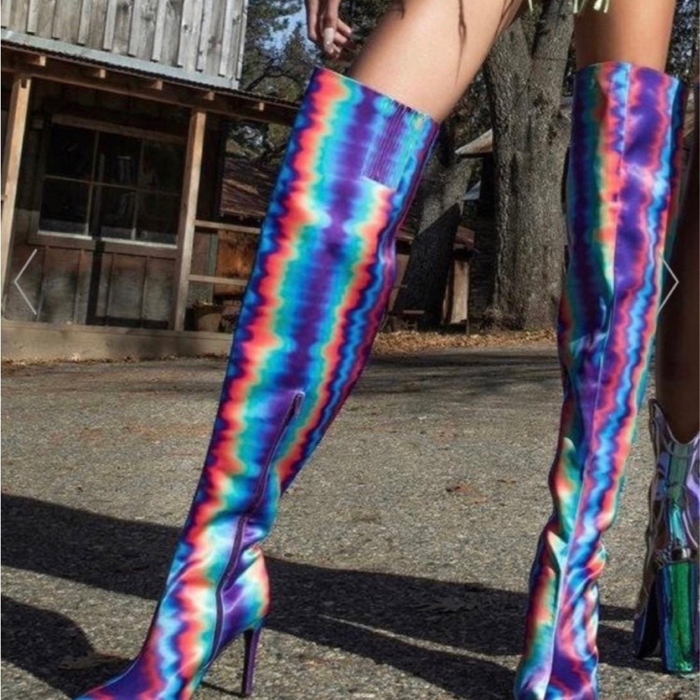 Tie dye dolls kill over the knee high boots